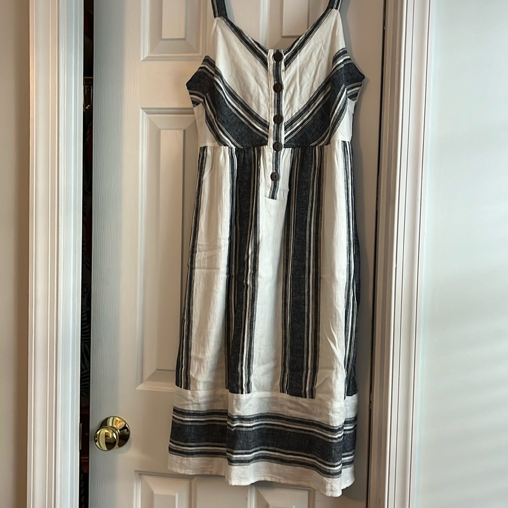 NWT navy striped midi dress